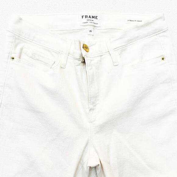 Frame Le Skinny De Jeanne Blanc Flared White Denim Jeans LSJFLRE403 Size 29 - Picture 6 of 9